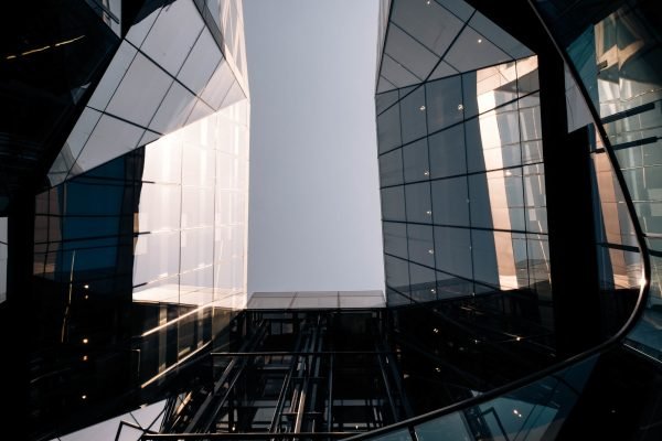 Low angle shot of a geometrical design of a building
